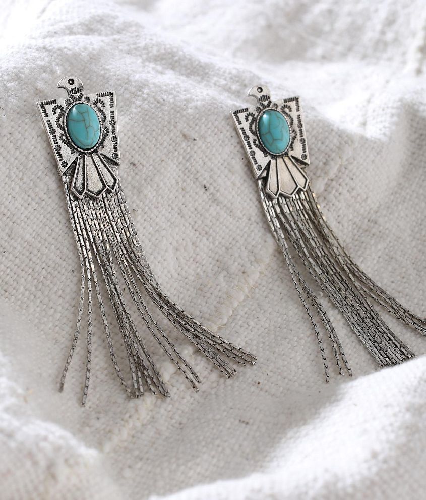 Sterling &#38; Stitch Metal Fringe Earring front view