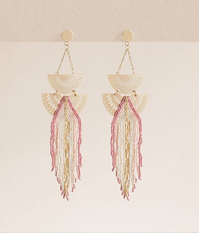 boutique by BKE Beaded Fringe Earring front view