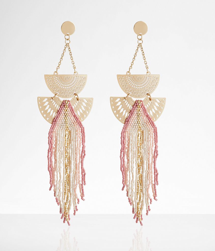 boutique by BKE Beaded Fringe Earring front view