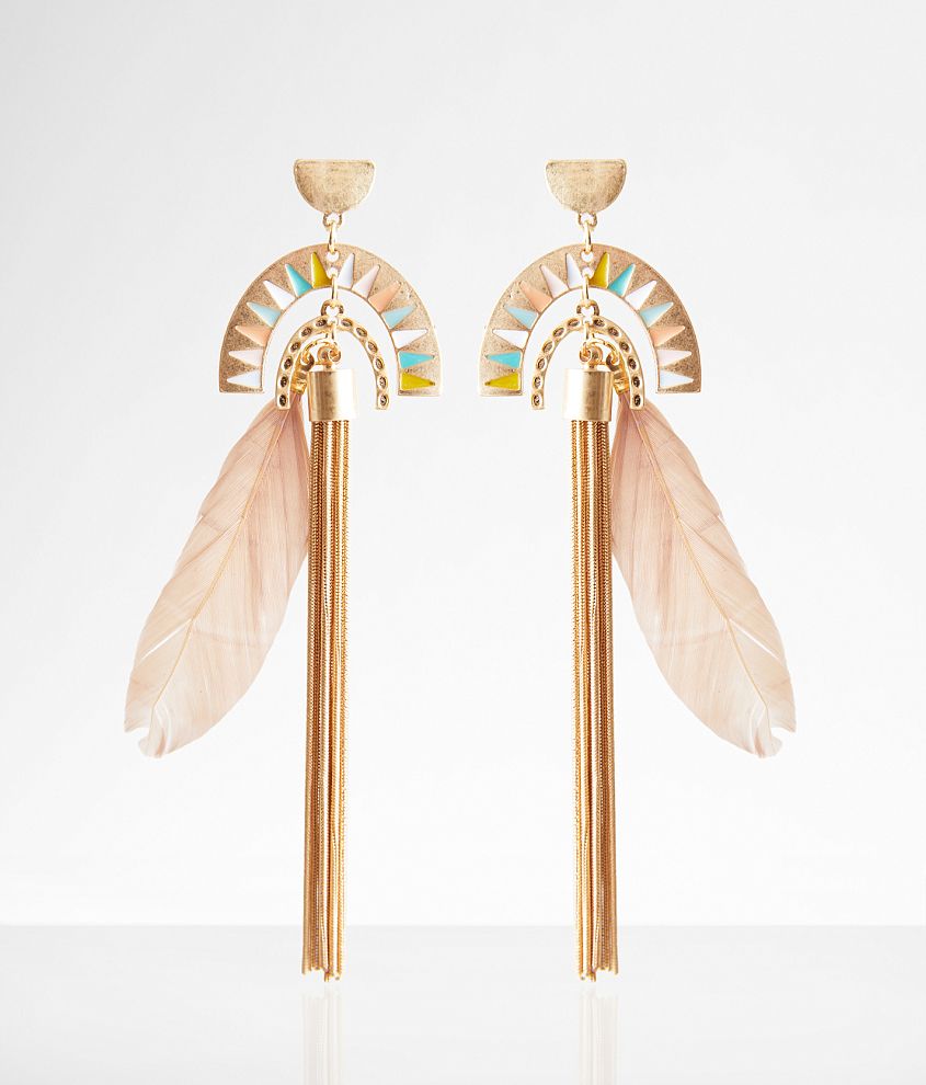 boutique by BKE Feather & Fringe Earring front view