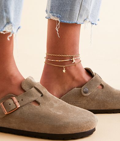 boutique by BKE 3 Pack Western Ankle Bracelet Set front view