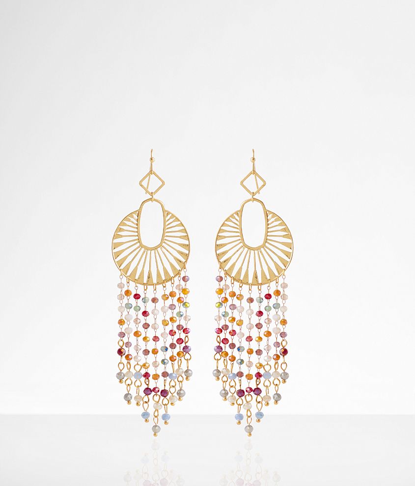 boutique by BKE Beaded Fringe Drop Earring front view