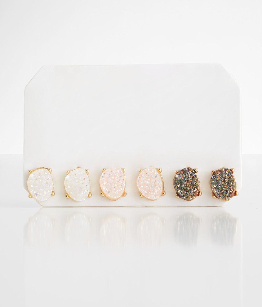 boutique by BKE 3 Pack Druzy Earring Set front view