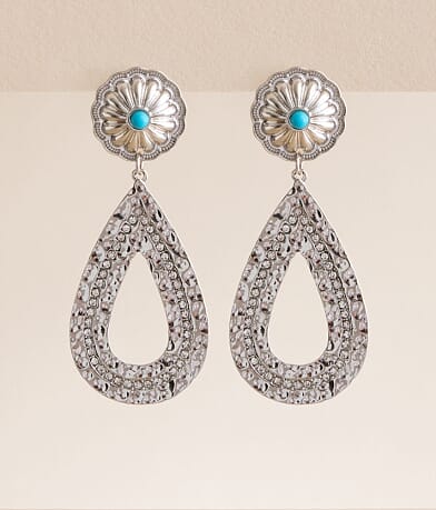 Sterling & Stitch Hammered Western Earring front view