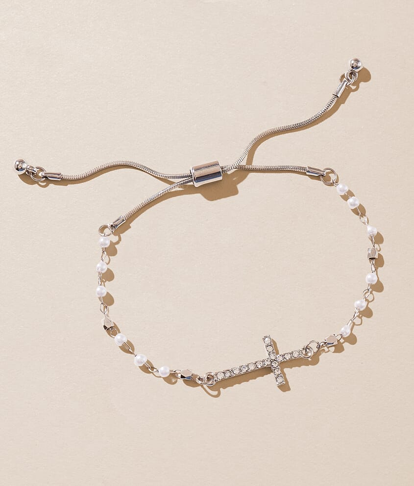 Rhinestone Cross Slider Bracelet