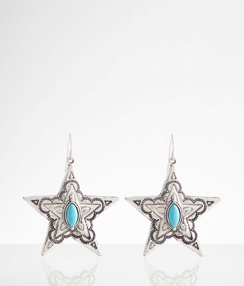 boutique by BKE Turquoise Western Star Drop Earring front view