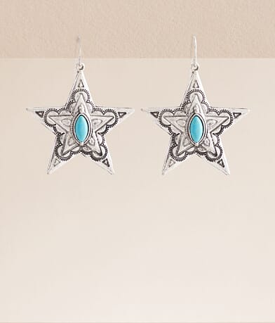 boutique by BKE Turquoise Western Star Drop Earring front view
