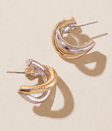 boutique by BKE Mixed Metal Hoop Earring front view