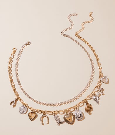 Sterling & Stitch 2 Pack Western Charm Necklace Set front view