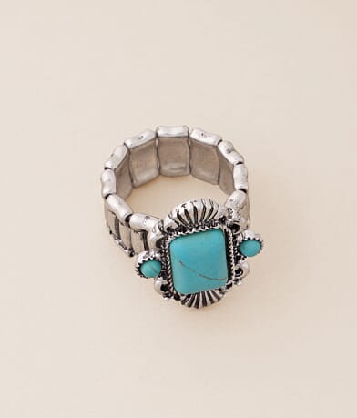Sterling & Stitch Turquoise Stone Ring front view