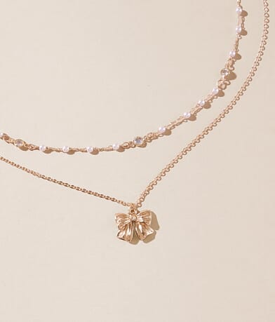 boutique by BKE 2 Pack Bow Necklace Set front view