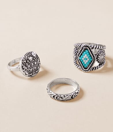 Sterling & Stitch 3 Pack Western Ring Set front view