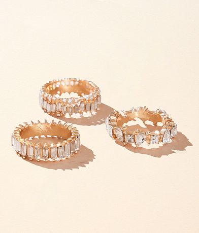 boutique by BKE 3 Pack Glitz Ring Set front view
