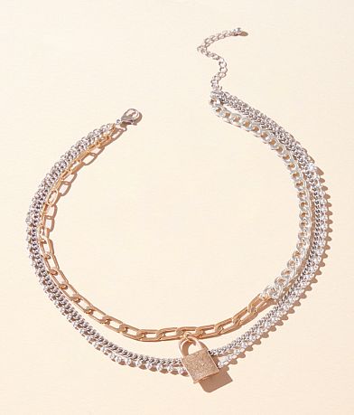 boutique by BKE Tiered Locket Necklace Set front view