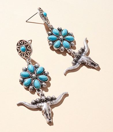 boutique by BKE Turquoise Western Earring front view
