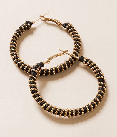 BKE Shot Bead Wrapped Hoop Earring front view