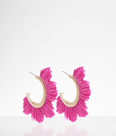 boutique by BKE Rafia Floral Hoop Earring front view