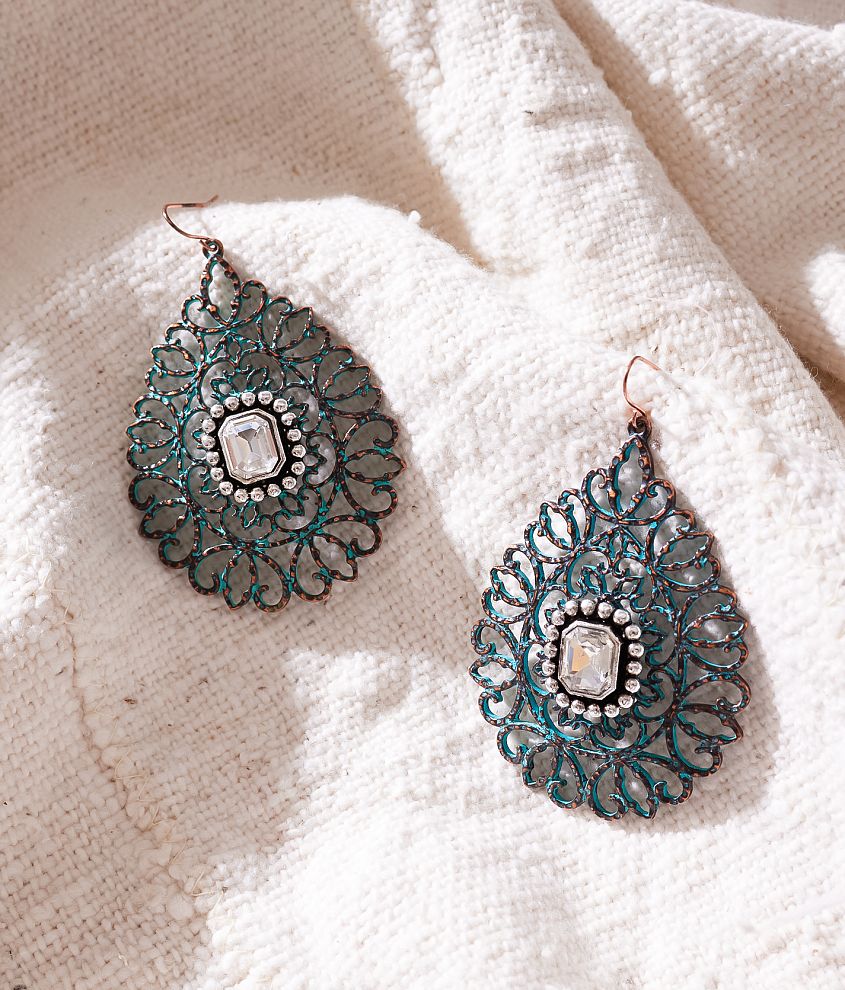 Sterling &#38; Stitch Statement Patina Drop Earring front view