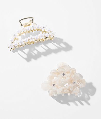 boutique by BKE 2 Pack Floral Glitz Hair Claw Clips front view