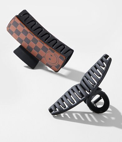 boutique by BKE 2 Pack Checker Hair Claw Clips front view