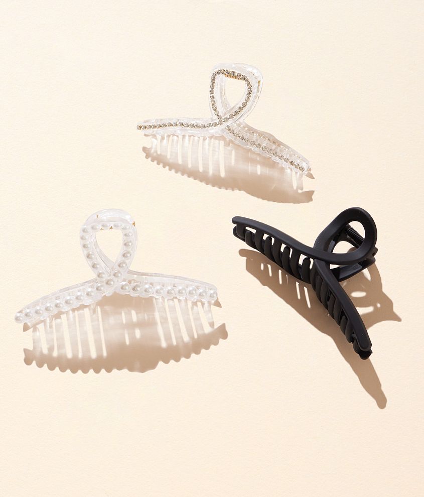 boutique by BKE 3 Pack Glam Hair Claw Clips front view