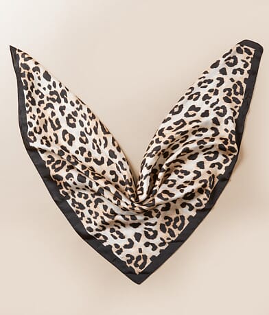 BKE Leopard Satin Fashion Scarf front view