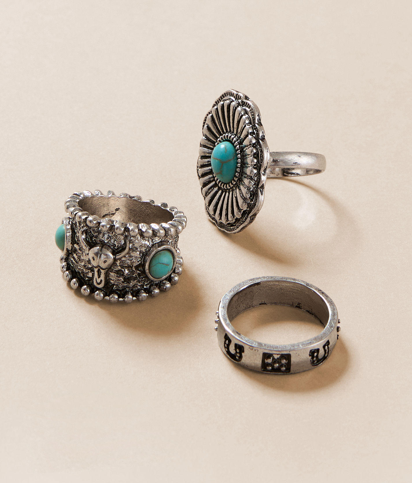 Sterling & Stitch 3 Pack Western Ring Set - Women's Jewelry in