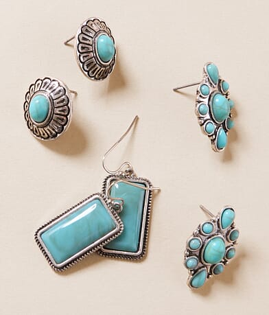 Sterling & Stitch 3 Pack Turquoise Earring Set front view