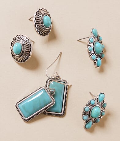 Sterling & Stitch 3 Pack Turquoise Earring Set front view
