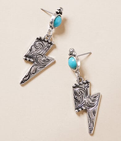 Sterling & Stitch Lightning Bolt Earring front view