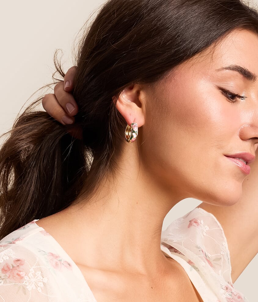 Floral Hoop Earring - thumbnail 3