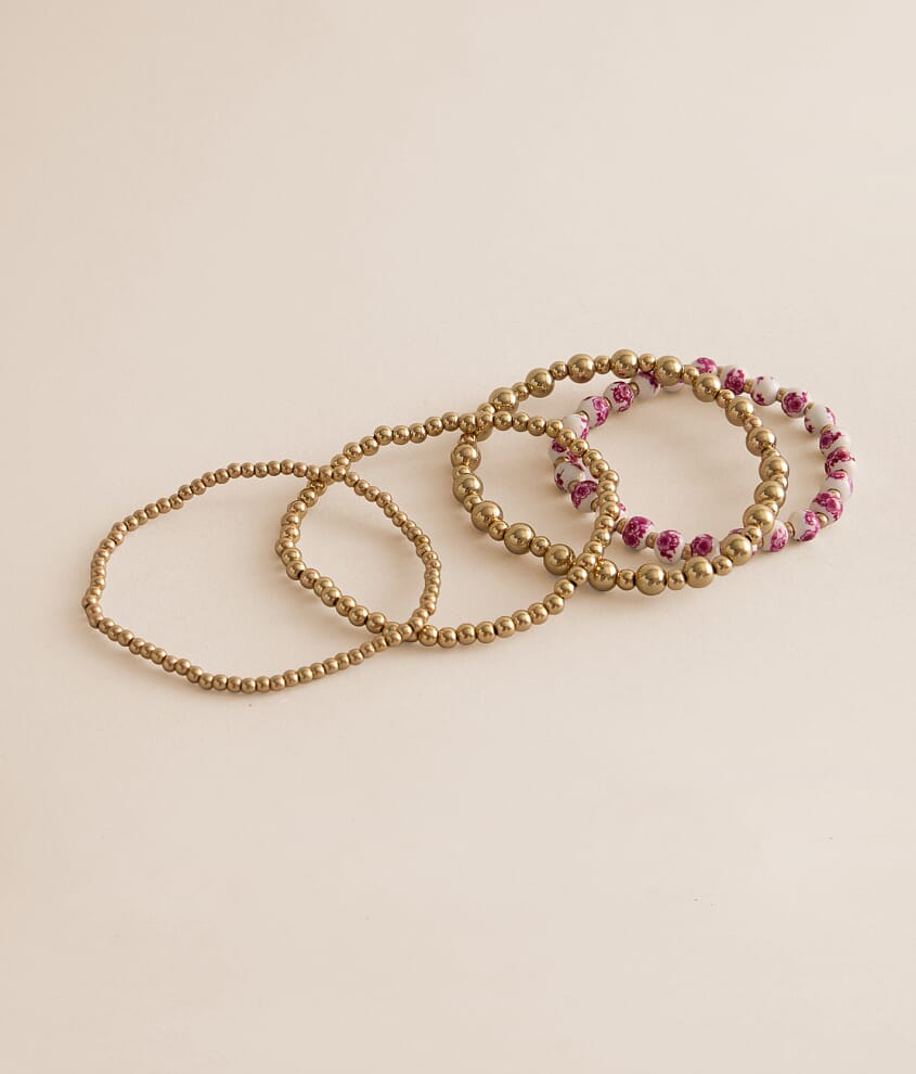 3 Pack Floral Beaded Bracelet Set - thumbnail 2