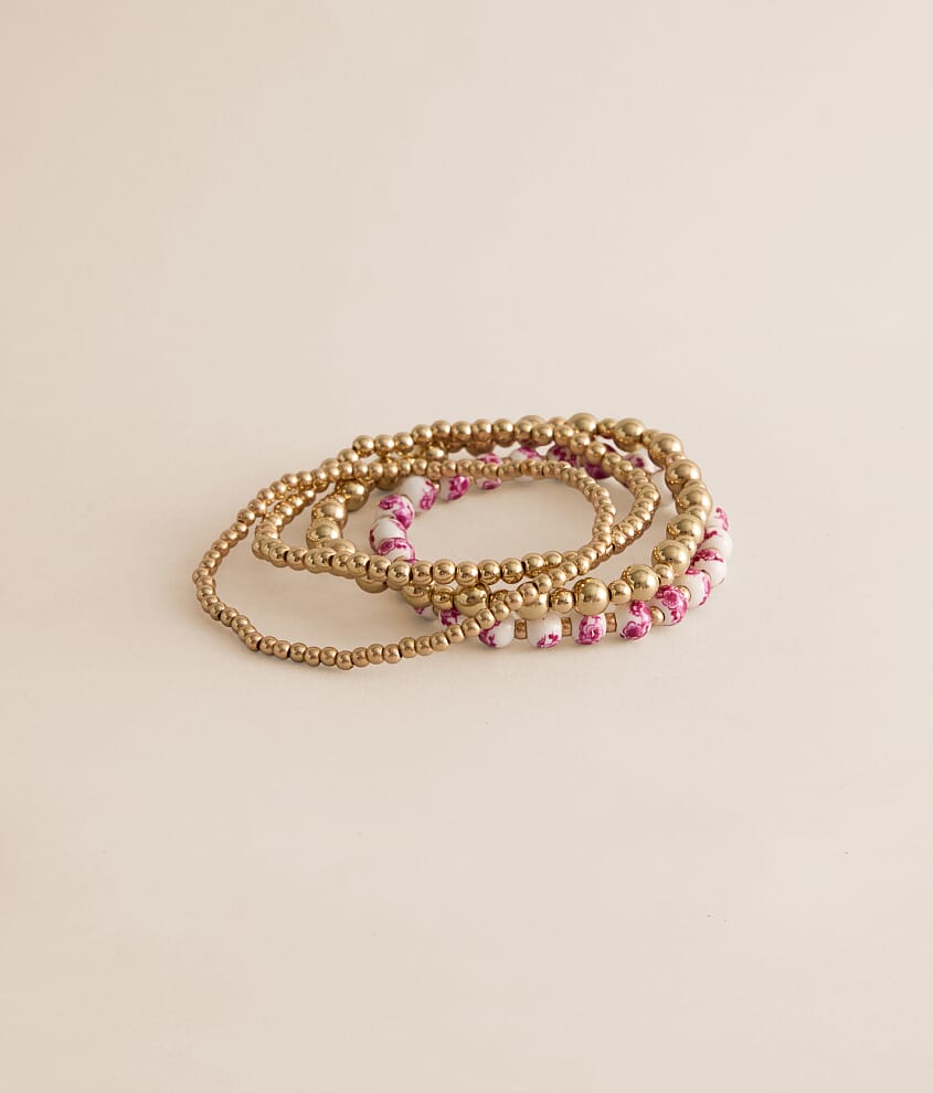 3 Pack Floral Beaded Bracelet Set