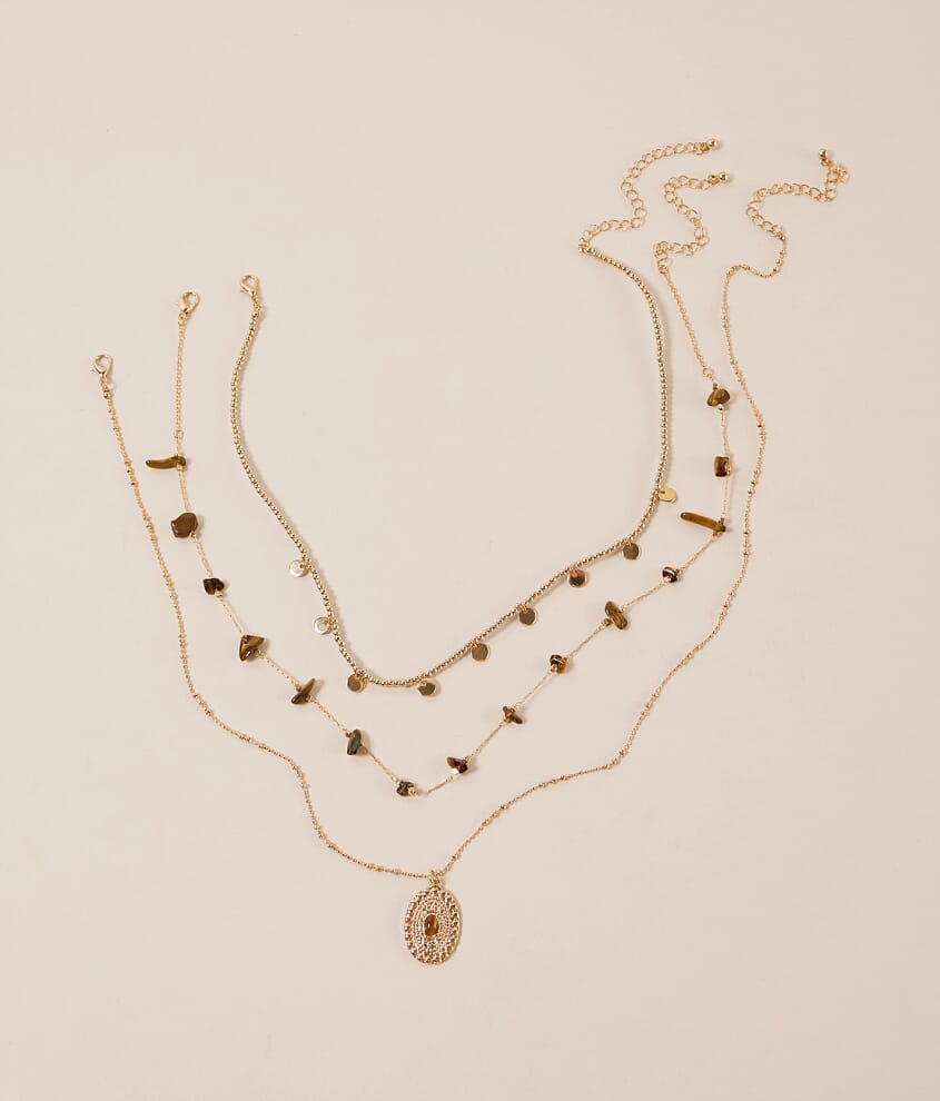 Sterling & Stitch 3 Pack Stone Necklace Set