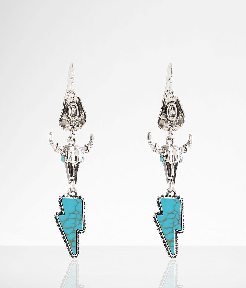 boutique by BKE Turquoise Western Drop Earring front view