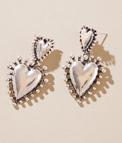 Sterling & Stitch Double Heart Earring front view