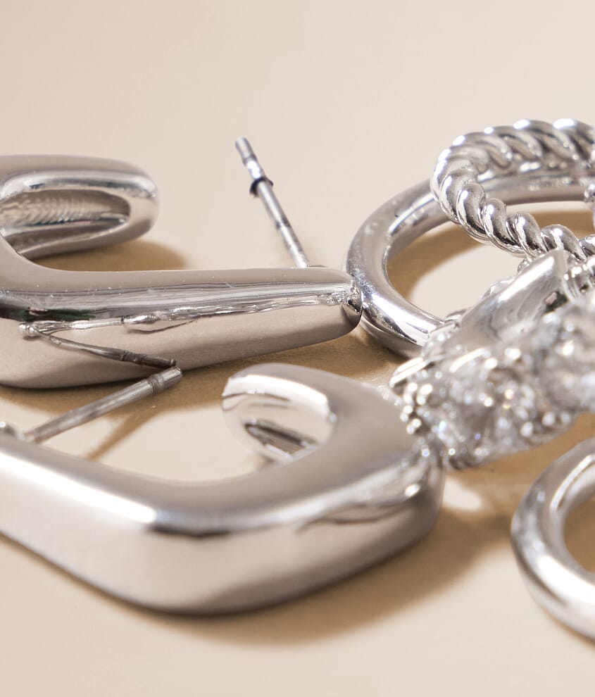 3 Pack Hoop Stud Earring Set