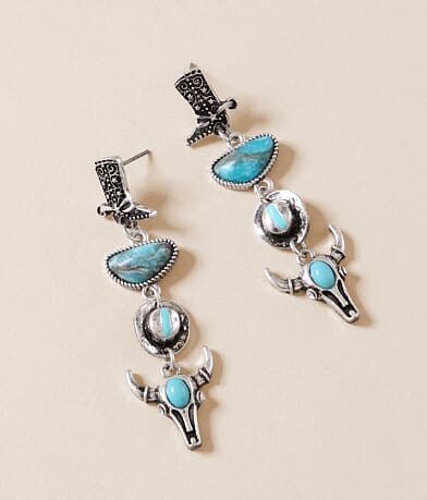 Sterling & Stitch Western Stacked Earring front view
