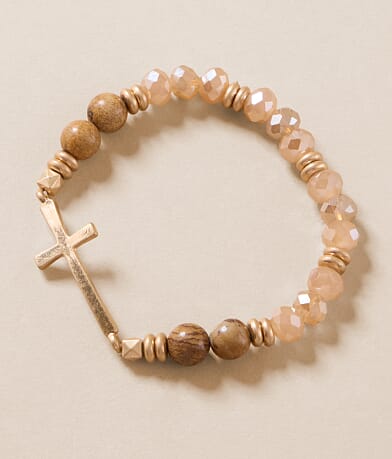 boutique by BKE Beaded Cross Bracelet front view