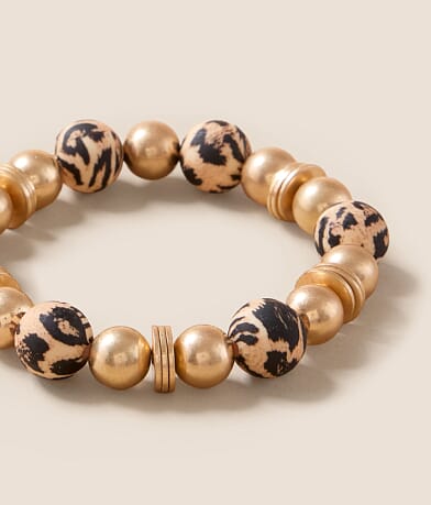 boutique by BKE Leopard Beaded Bracelet front view