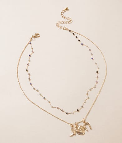 Sterling & Stitch Multi Pendant Tiered Necklace front view