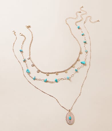 Sterling & Stitch 3 Pack Turquoise Necklace Set front view