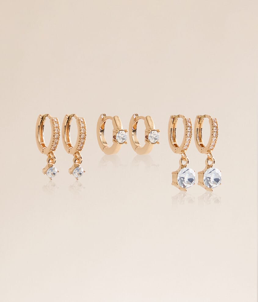 3 Pack Trio Glitz Hoop Earring Set