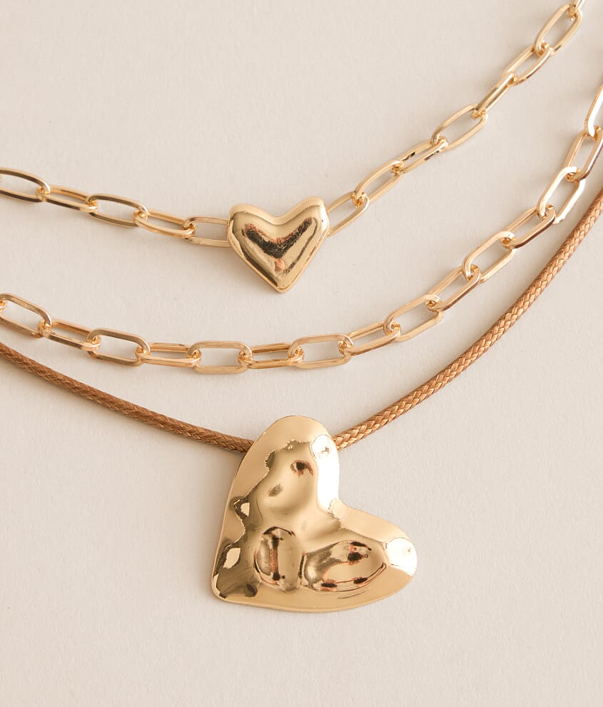 3 Pack Heart Necklace Set - thumbnail 2