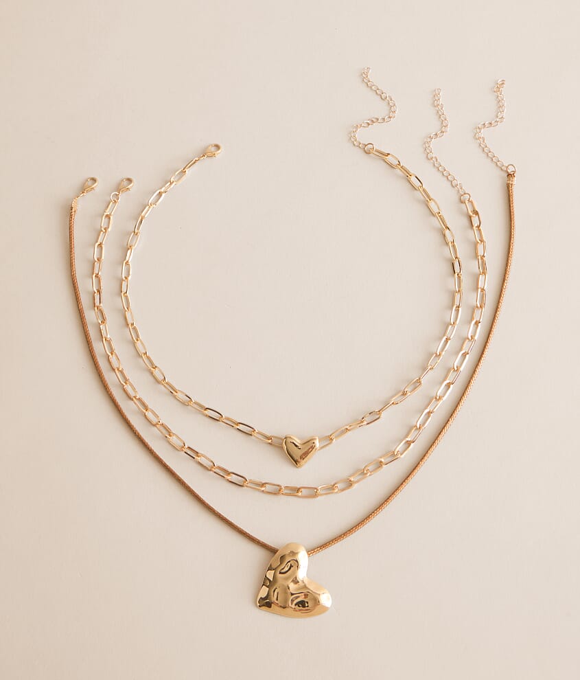 3 Pack Heart Necklace Set