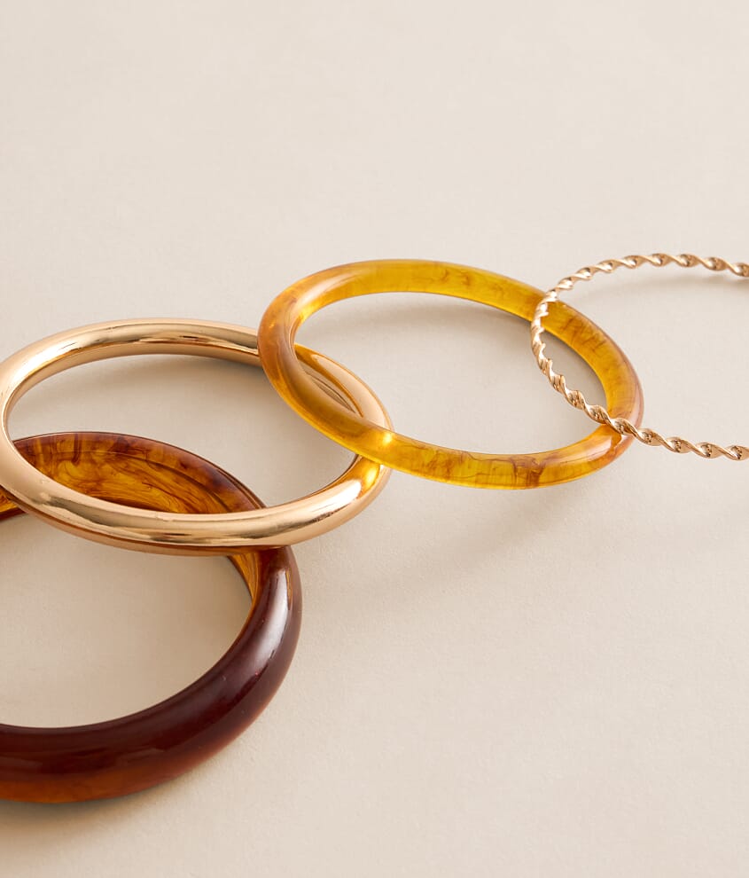 4 Pack Mixed Bangle Bracelet Set - thumbnail 2