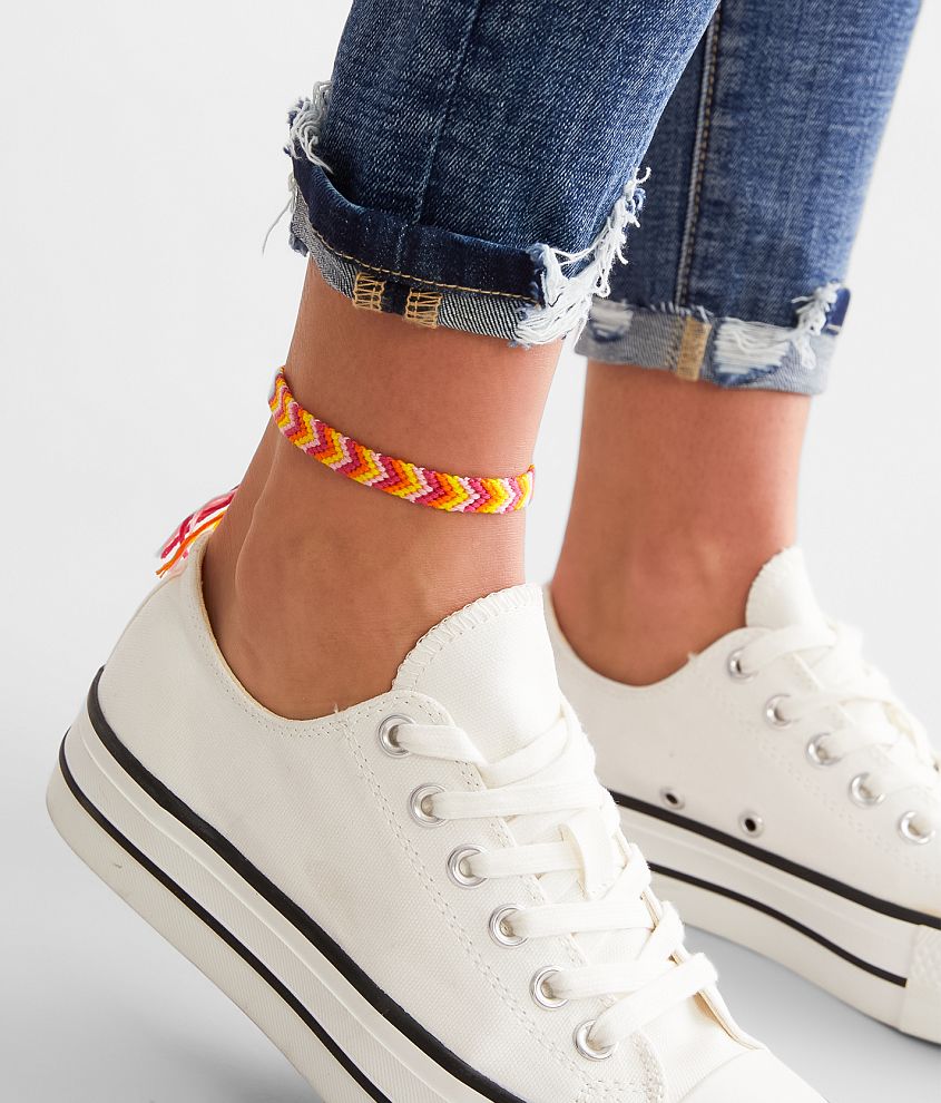 boutique by BKE Chevron Braided Ankle Bracelet front view