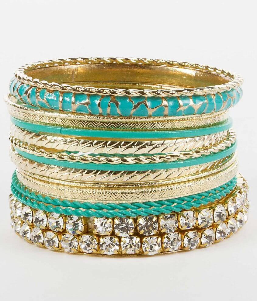 BKE Bangle Bracelet Set - Women's Jewelry in Gold Turq | Buckle