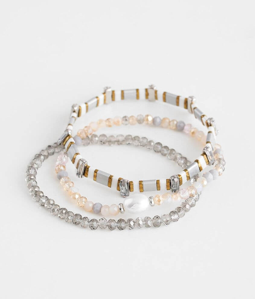 3 Pack Beaded Bracelet Gold