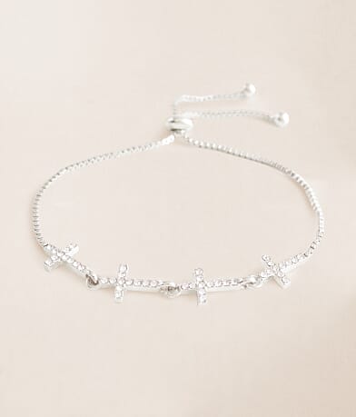 BKE Rhinestone Cross Bracelet front view